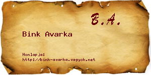 Bink Avarka névjegykártya